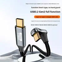 Câble USB Type-C vers Type-C 3A à charge rapide, en forme de U, à 90 degrés, tressé en nylon, USB 3.0 pour iPhone, ordinateur et téléphone portable