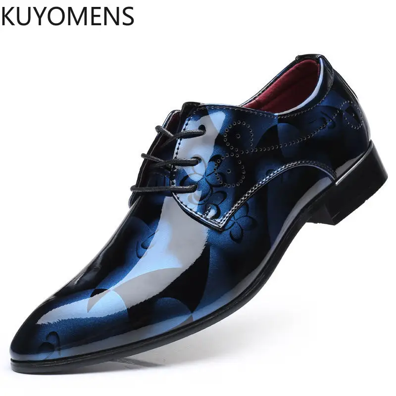 Men Crystal Business DressLeather Shoes Man Pointed Toe Oxford Formal Leather Shoes Men's Wedding Party Footwears Waterproof