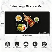 Maßgefertigte Extra Große Verdickte 2,5mm Lebensmittelechte Silikon-Arbeitsplatten-Schutzmatte 200*60cm Hitzebeständige Ölresistente Kücheninsel-Matte