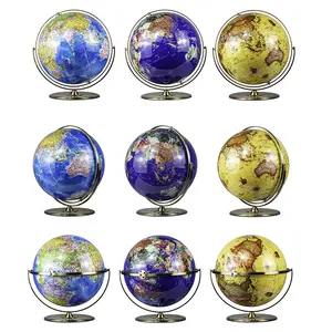 Seeball 42Cm Saffierblauwe Desktop Universele Groene Bronzen Wereldbol Voor Populair-Wetenschappelijk Onderwijs Woondecoratie Desktop Globe