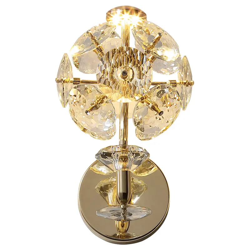 Gold wall sconce hotel luxury crystal wall lamp for living room and bedroom
