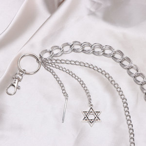 Cadena de cintura estilo hip hop Yueli con estrella metálica, doble anillo, aleación de zinc, cadena corporal informal a la moda. - Product Image 3
