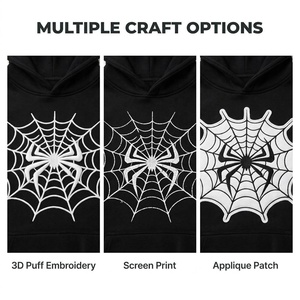 <span class=keywords><strong>Felpa</strong></span> con Cappuccio Nera Personalizzata OEM ODM con Stampa Ragnatela, Streetwear da <span class=keywords><strong>Uomo</strong></span>, Pullover Oversize, Produzione all'Ingrosso - Product Image 4