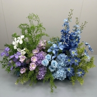 Composition florale artificielle en gros, chemin de table en hortensias blancs et bleus pour la décoration de mariages et de fêtes de la Saint-Valentin