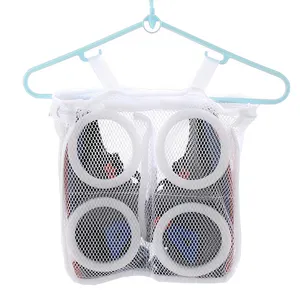 Mesh White Breath able Wieder verwendbare tragbare Maschine Waschen Trocken schuhe Hänge tasche Organizer Schuh Wasch beutel