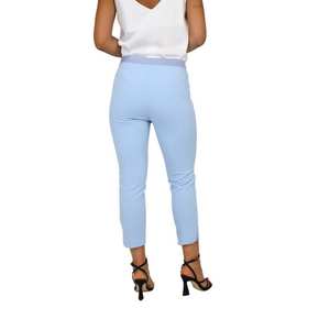 Pantalones de mujer color verde agua, lilac cielo, de cintura alta, corte ajustado, estilo cropped, para ropa informal de trabajo. - Product Image 6