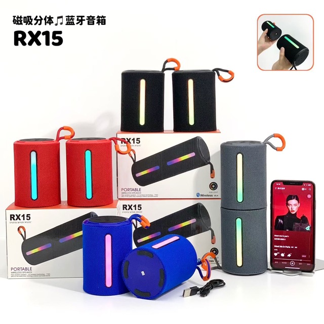 2 in 1 Magnetic Dual Splittable Wireless Bt Speaker 13W Loud Stereo Sound Outdoor Parlantes Subwoofer Gift Ideas 1200MAH RX15
