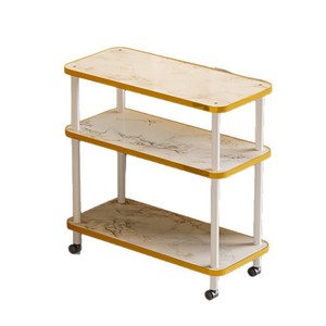 Mesa de centro con patrón de mármol, con ruedas, estante de almacenamiento, mesa auxiliar para sala de estar y dormitorio, versión cuadrada blanca - Product Image 5