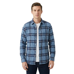 Camisa de Franela a Cuadros de Diseño para Hombre, 100% Algodón, Manga Larga, Ropa de Trabajo Vintage de Alta Calidad, Marca XUFEI, Logotipo Personalizado OEM - Product Image 1