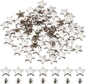 CABODYALS Pcs MM Iron Silver Star Studs <b>Leather</b> Metal Buckle Button Stud Stars Shape Spikes Tubular <b>Rivets</b> Set For Leathercraft - Product Image 1