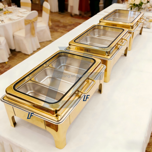 Plats de service de luxe 2025 9L en acier inoxydable doré, avec compartiments intérieurs, pour traiteur, buffet de mariage, hôtels, fonctionnant au combustible - Product Image 2