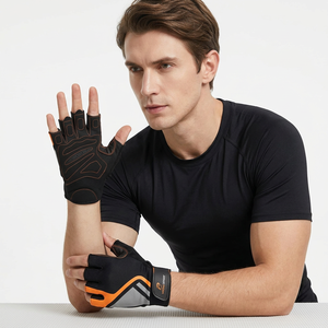 Wholesale Cowhide Leather Breathable Half Finger Non-Slip for Closure Unisex Fitness Gloves Weightlifting Deadlifts - Product Image 1
