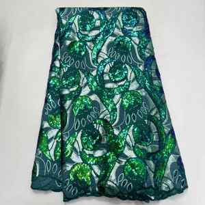 Precio tela de encaje suizo gasa Suiza africana la industria buen precio tela de encaje de ganchillo de algodón pluma con tela de encaje de lentejuelas - Product Image 6