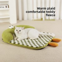 Coussin d'hiver pour animaux de compagnie en peluche (chats et chiens) - Tapis de couchage épaissi avec fonction de maintien au chaud, en forme de question mark, pour usage intérieur, lavable à l'eau