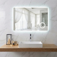 Miroir de salle de bain mural à LED avec miroir de maquillage, commande tactile, lumière à intensité réglable, anti-buée, miroir éclairé par LED pour salle de bain