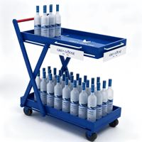 Chariot de service mobile commercial pour spiritueux, impression couleur personnalisée, chariot de présentation de vin pour bar et lounge