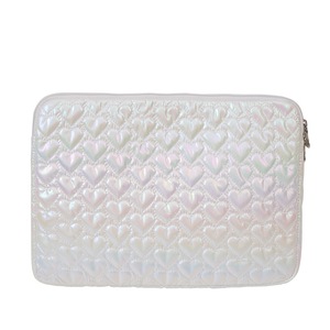 Housse de protection pour ordinateur portable Ins Laser Color 14 pouces, motif cœur holographique matelassé, dégradé arc-en-ciel brillant, pochette de voyage souple et sac de rangement pour ordinateur portable - Product Image 2
