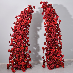 Premium professionale di lusso rosso rosa floreale corno sfondo arco artificiale fiore per festa di nozze evento decorazione - Product Image 3