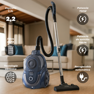 Aspirateur sans sac Novavac 700W, aspiration 19KPA, 3 niveaux de puissance, pour le nettoyage des sols durs et des tapis - Product Image 2