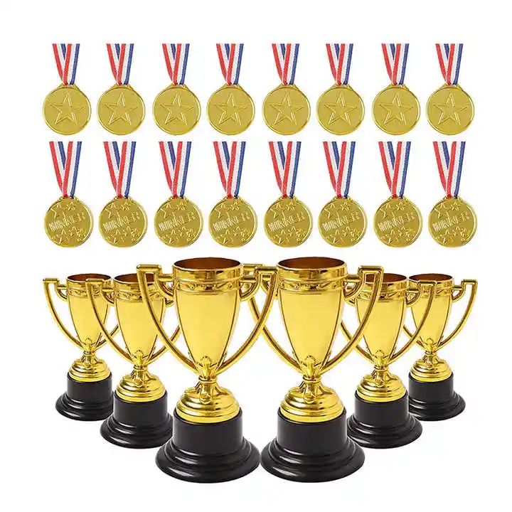 New Product Aluminum Alloy 2 color Medal metal and trophies custom award football