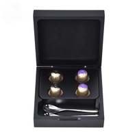 Boîte de rangement pour capsules de café en bois noir mat avec logo personnalisé, couvercle à charnière, étui de présentation pour dosettes Nespresso, emballage cadeau
