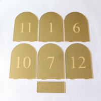Arco Bar Banquete Número Signo Espejo dorado Acrílico Tarjeta de número de mesa Texto personalizado Tarjetas acrílicas de pie