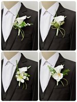 Bunga Simulasi Pernikahan Luar Ruangan Pengantin Pria Wanita Hijau Putih, Corsage Pergelangan Tangan untuk Fotografi, Calla Lotus Phalaenopsis Dapat Dilepas