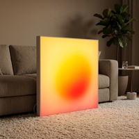 LUZ Lampe murale LED abstraite effet coucher de soleil avec cadre en aluminium, contrôle par application et variateur de luminosité - Décoration intérieure pour mariages et occasions spéciales