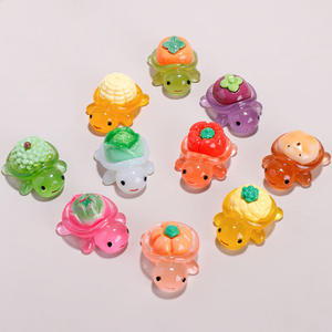Nouvelles petites tortues lumineuses en résine, petits ornements, accessoires en caoutchouc crème, jouet DIY pour empiler les tortues, ornements musicaux pour voiture - Product Image 1