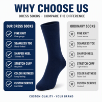 Chaussettes habillées pour hommes en bambou de qualité supérieure, personnalisables avec logo brodé, idéales pour le bureau et les affaires