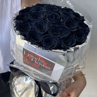 Buket bunga mawar abadi kering abadi, hadiah Hari Valentine asli selamanya batang panjang pengantin abadi