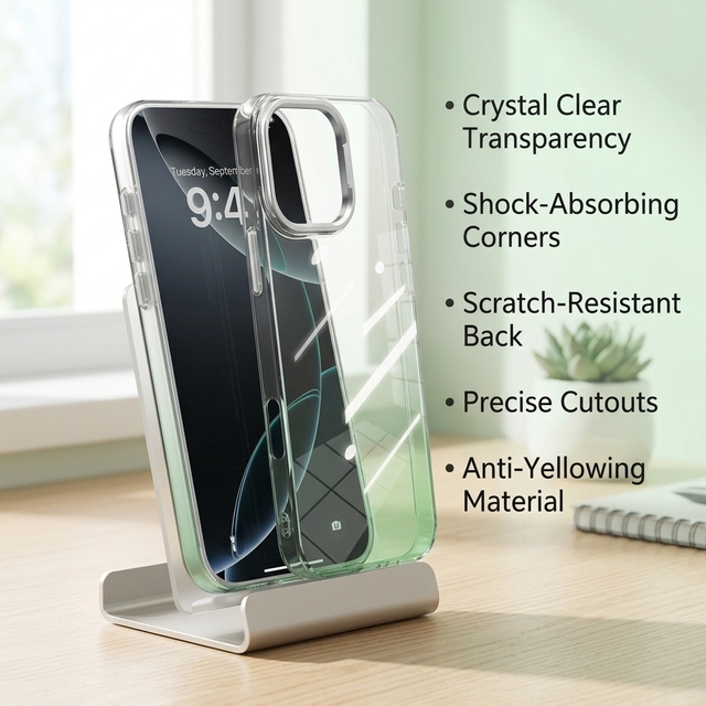 Crystal Clear Phone Case for iPhone 17 Pro Max, Shockproof Anti-Yellowing with Scratch-Resistant Back
