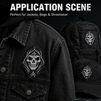 Patch brodé gothique à capuche avec motif crâne, noir et blanc, pour vestes, gilets, logo personnalisé, applique pour vêtements, vente en gros
