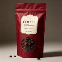 Sachet Doypack Personnalisé Mat pour Café et Pâtisseries, Faible MOQ, avec Fermeture Éclair et Fenêtre, Qualité Alimentaire, Refermable, Option Gaufrage
