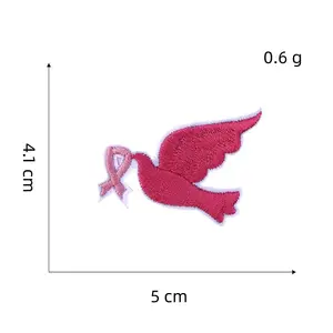 Stock Love Ribbon Embroidery Patches Iron On Wholesale Custom Pink Fabric Cotton PVC Handmade Hot Melt Adhesive Embroidered