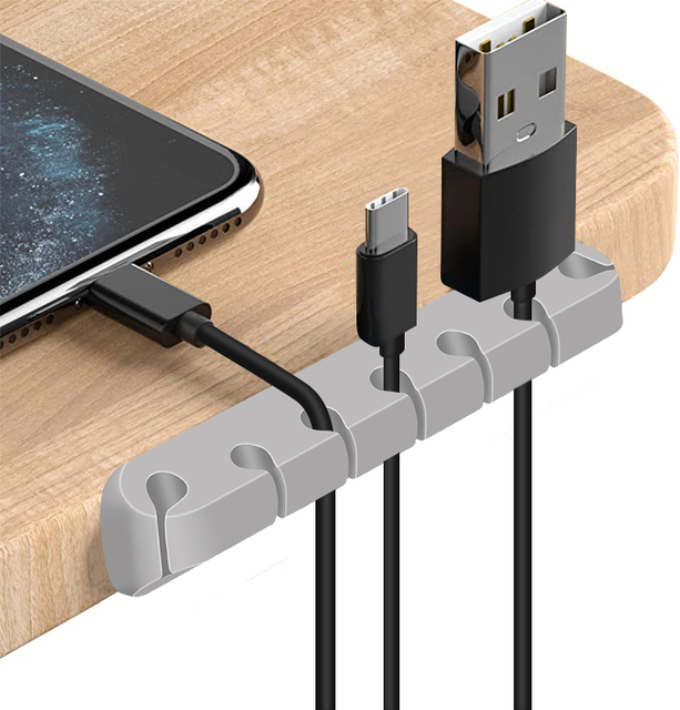 Reusable Usb Self Adhesive Desktop Cable Organizer Cord Holder Silicone Fixer Cable Management Clip