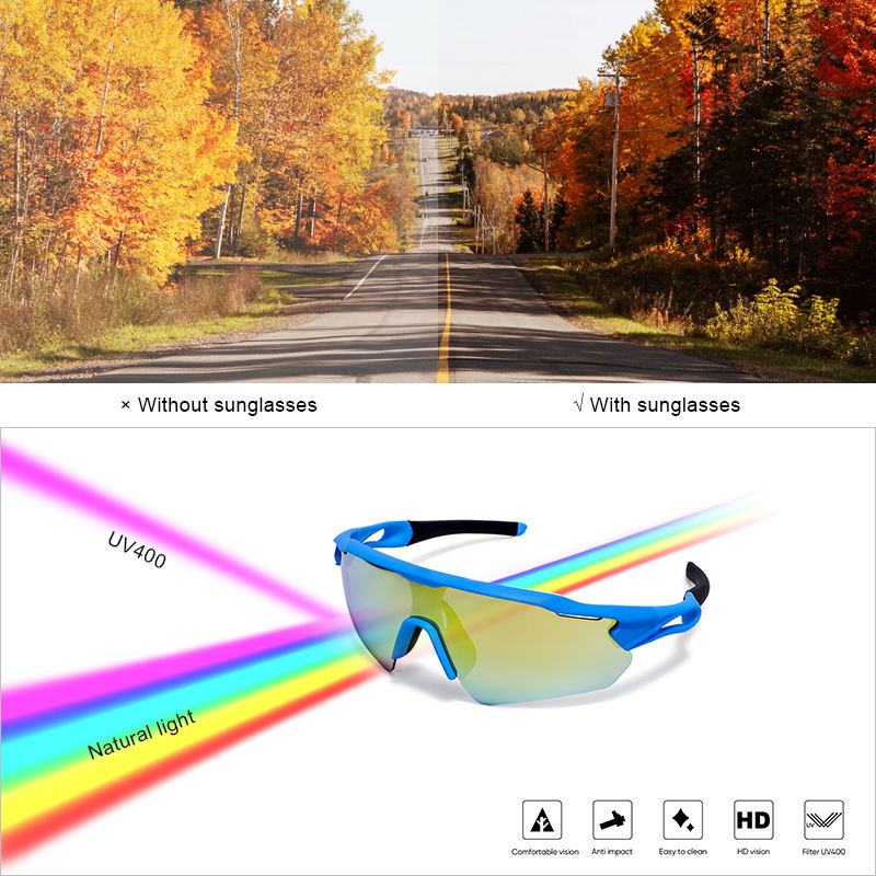 High-End Cycling Sunglasses Polarized Anti-Fog PC Lenses Semi-Rimless Black Frame Unisex Stylish