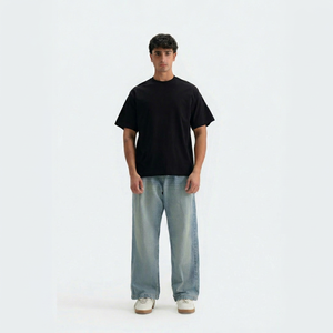 เสื้อยืดโอเวอร์ไซส์สีดำสำหรับผู้ชาย แขนสั้น คอกลม ผ้าเจอร์ซีย์คอตตอน 100% น้ำหนัก 240 กรัม ทรงปกติ ยาวปกติ เป็นมิตรกับสิ่งแวดล้อม - Product Image 1