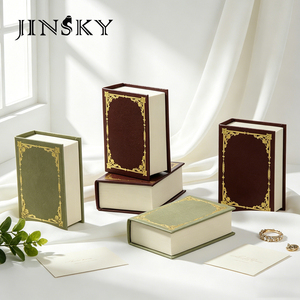 กล่องใส่แหวนสไตล์จดหมายรักย้อนยุค JINSKY กล่องกำมะหยี่หรูหราแบบแม่เหล็กพับได้ขนาดเล็ก กล่องใส่เครื่องประดับ GC-01 กวางตุ้ง - Product Image 4