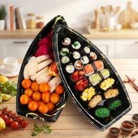 Plateau à sushi en blister Huafeng HF-7103 avec couvercle anti-buée pour les restaurants de sushi très fréquentés, idéal pour un emballage rapide et une utilisation facile.