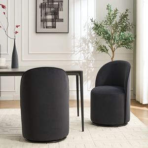 Sillas de Comedor Giratorias Tosee Modernas en Terciopelo Gris Oscuro, Respaldo Acolchado 360°, Silla Lateral Cómoda con Patas de Metal, 1 Año de Garantía - Product Image 2