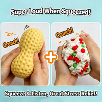 Balle anti-stress TPR en forme d'arachide avec blocs de construction, jouet sensoriel moelleux et craquant pour soulager le stress, jouet ASMR en beurre de mangue pour enfants