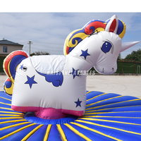 Toro Gonflable Commercial à Bungee, Jeu d'Équitation Licorne, Château Gonflable Interactif pour Enfants et Adultes, Idéal pour les Fêtes