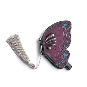 Butterfly Women Beauty Soft Enamel Creative Decorative Hand Held Mirror With Tassel - Product Image 3