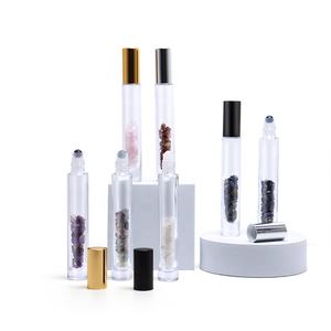 <span class=keywords><strong>Cristal</strong></span> de luxe naturel rouleau de pierres précieuses vide clair 10ml rouleau de verre de <span class=keywords><strong>parfum</strong></span> sur des bouteilles avec des pierres précieuses - Product Image 1