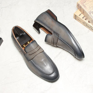 Chaussures pour hommes de marque originale, à semelle épaisse, à tige haute, avec fermeture éclair, en cuir de vache véritable, chaussures habillées pour hommes, style rétro, grande tête - Product Image 5