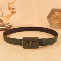 Ceinture en jean western avec boucle en alliage, style rétro tendance, universelle pour jeunes, mode punk, largeur 3,8 cm, longueur 100-130 cm