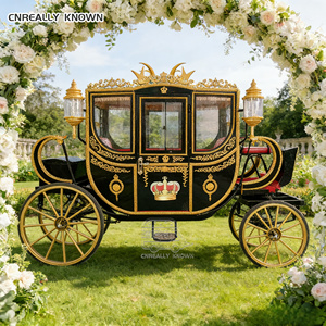 Carruaje de boda real, carruajes tirados por caballos, estilo victoriano, vagón europeo de lujo - Product Image 6