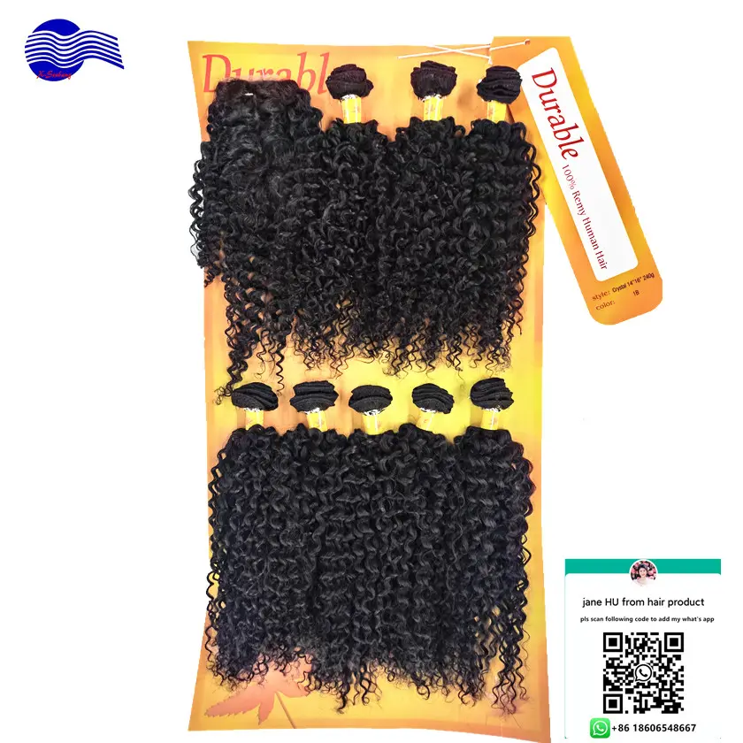 Durable bohemian curly hair packet hair with closure CRYSTAL 14"16" 240G cheapest blended hair
