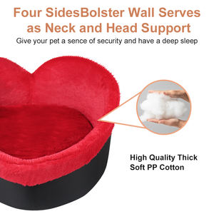 Günstiges Winterliches Rotes Herzförmiges Samt-Haustierbett für Hunde, Katzen und Kleintiere mit Modischem Tiermuster - Product Image 2